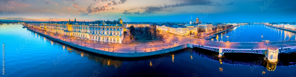 Saint Petersburg. Palace Embankment. Russia Panorama of St. Petersburg. Hermitage. Streets of Petersburg. Architecture cities of Russia. Palace Bridge. Hermitage garden. Palace Square. - obrazy, fototapety, plakaty 