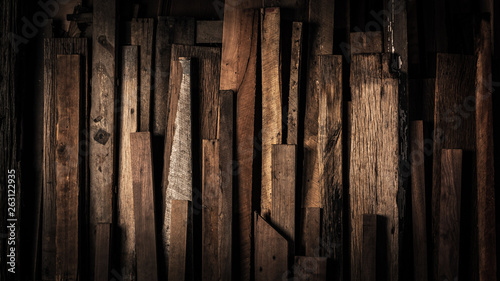 Fotografie Stack Of Old Rustic Reclaimed Wood Pieces With Various Sizes And Textures