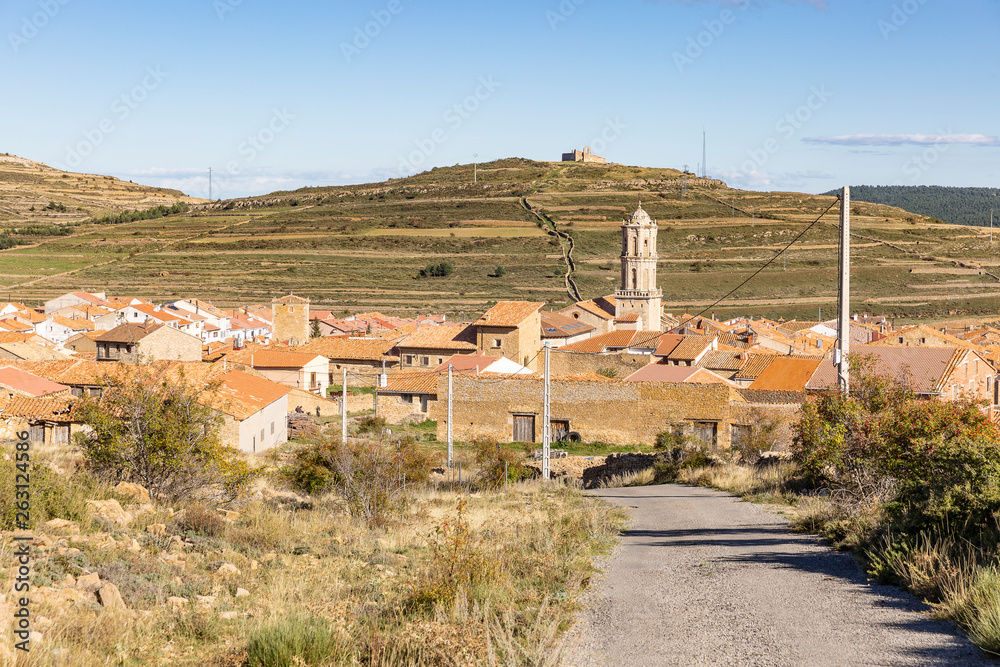 a view of Mosqueruela town, province of Teruel, Aragon, Spain a view of Mosqueruela town, province of Teruel, Aragon, Spain