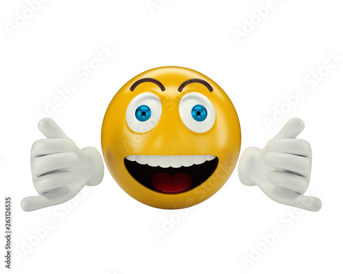 Yellow Thumb up Emoji on white isolated background, 3d illustration