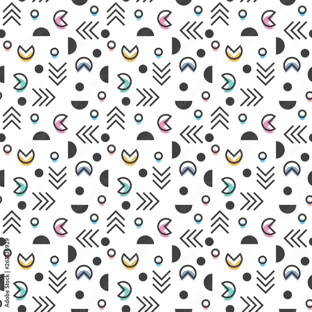 Trendy Geometric Design Seamless Pattern - Fun geometric repeating pattern design Trendy Geometric Design Seamless Pattern - Fun geometric repeating pattern design