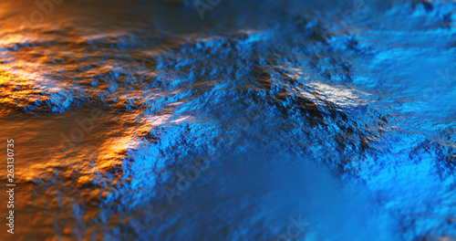 Abstract fractal landscape. wave and ripple background. 3D render