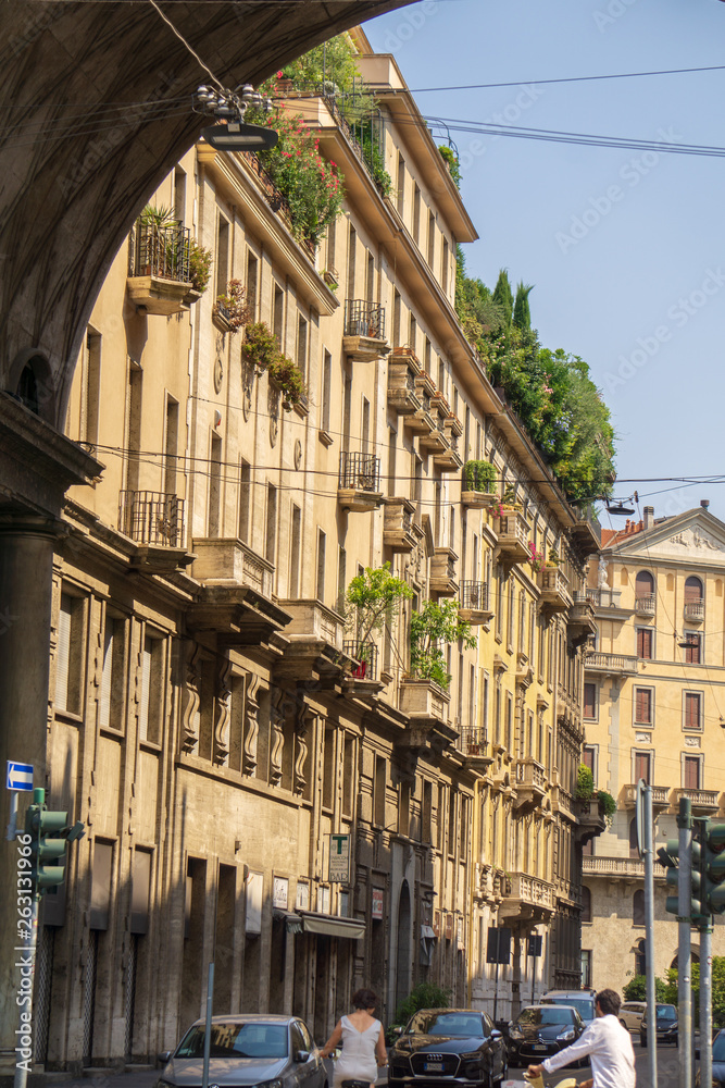 Milan, Italy - August/ 23/2018 - The charming streets of Milan