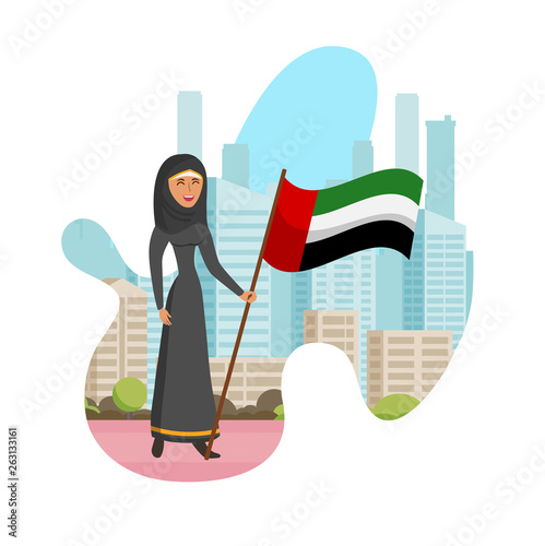 Emirati Women Day Isolated Cartoon Illustration