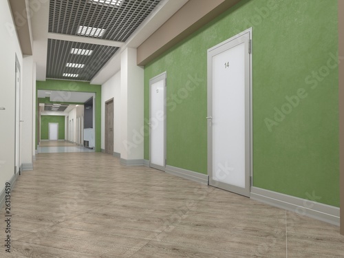 The interior of the clinic. 3D render.