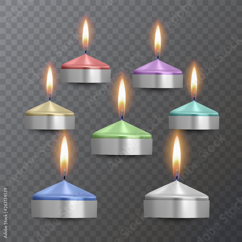 Realistic of bright colors on dark background, paraffin or wax on transparent background. Vector illustration