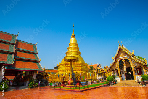 Wat Phra That Hariphunchai is a Buddhist temple  in Lamphun, Thailand © Champ