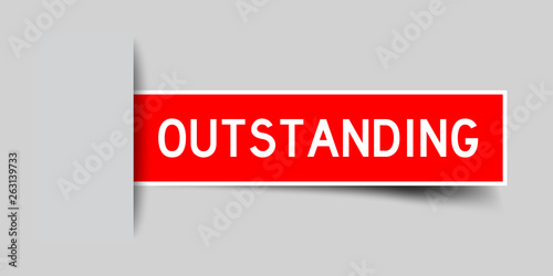 Square seal red color sticker in word outstanding insert on gray background