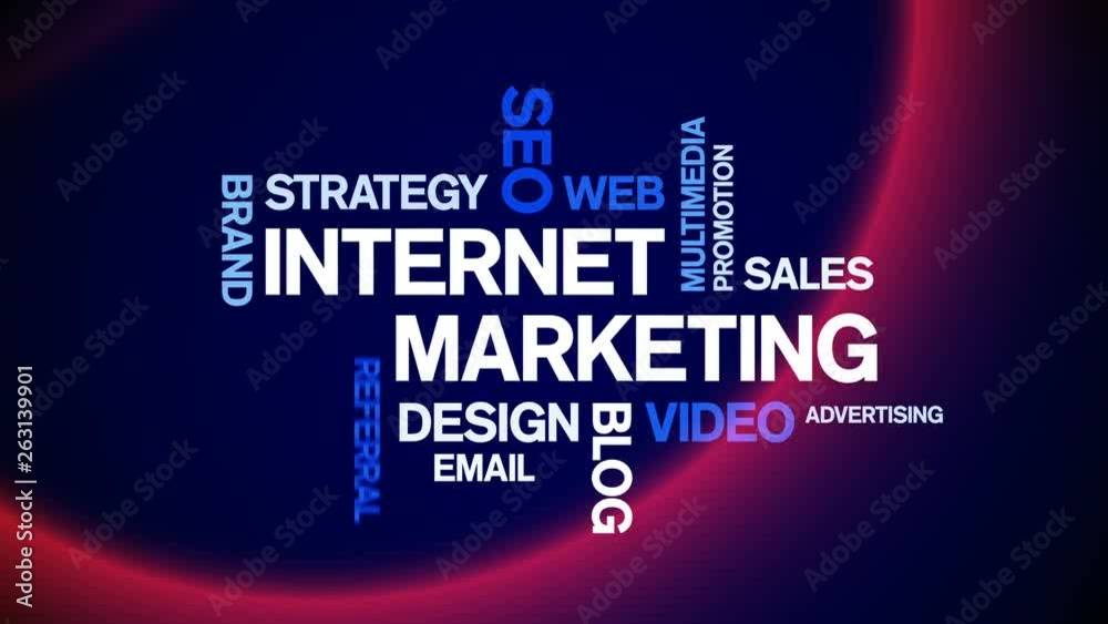 4k Internet Marketing Animated Tag Word Cloud;Text Design Animation.
