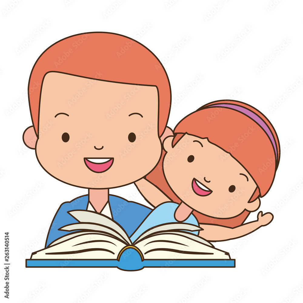 father daughter with book father daughter with book
