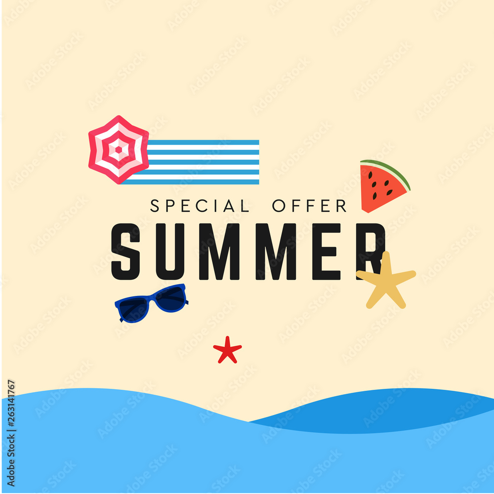 Summer Sale Template With Colorful Background