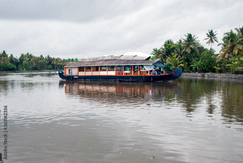 Alappuzha, Kerala, India, June 2018, Houseboat in backwaters 