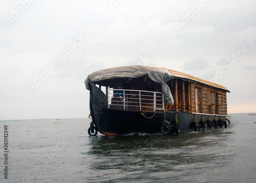 Alappuzha, Kerala, India, June 2018, Houseboat in backwaters 