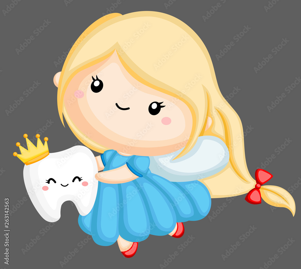 a vector of a tooth fairy holding a tooth