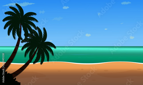 Vector summer beach with beach 