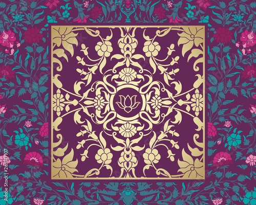 water lily, wedding card design, royal India	