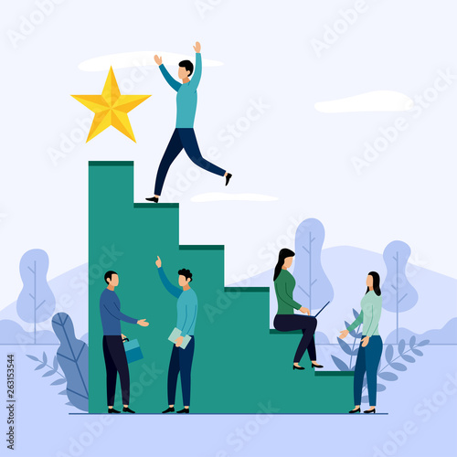 Business team and competition, achievement, successful, challenge, business concept vector illustration