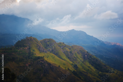 Ella mountain view. Travel to Sri Lanka. Natural beautiful summer landscape. © olezzo