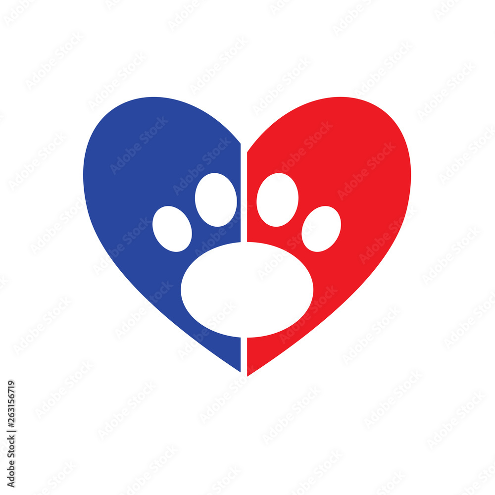 pet care logo, love with silhouette of palm, logo concept pet care logo, love with silhouette of palm, logo concept