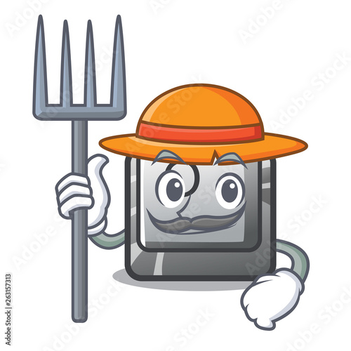 Farmer button O isolated in the cartoon