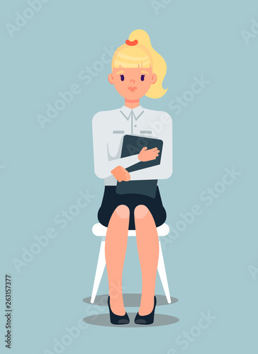 Blonde Businesswoman Flat Vector Illustration