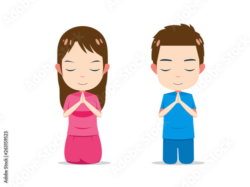 couple of youth is praying together
