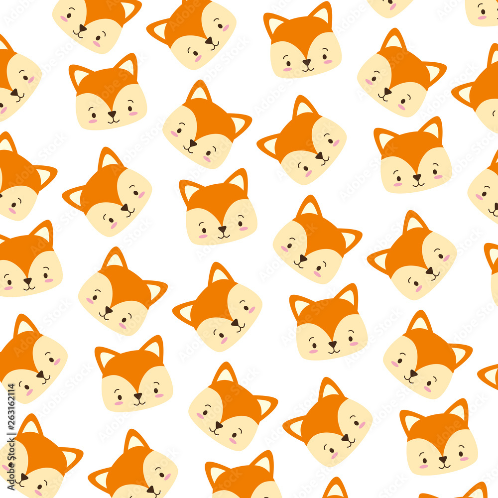 cute fox face cartoon background