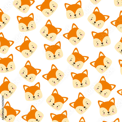 Fototapeta Naklejka Na Ścianę i Meble -  cute fox face cartoon background