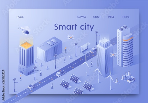 Vector Illustration Written Smart City Isometric.