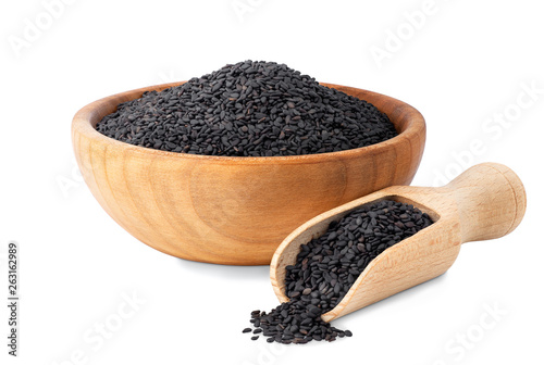 Konstfotografi black sesame seeds in bowl