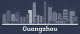 Outline Guangzhou China City Skyline with White Buildings.