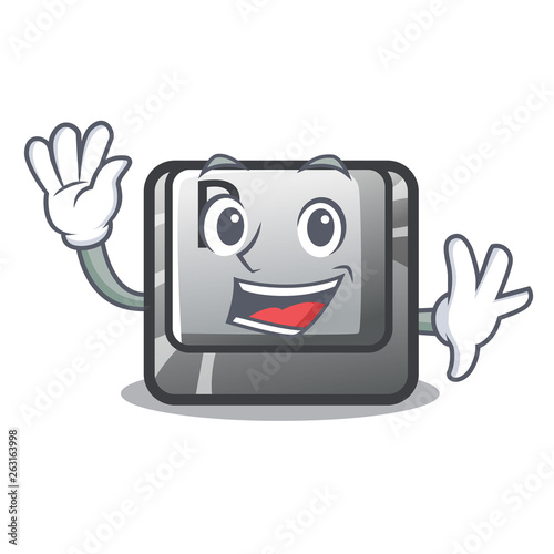 Waving button P in the shape mascot