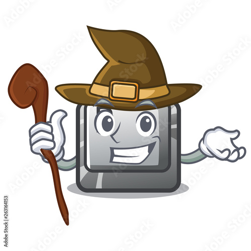 Witch button P isolated with the character
