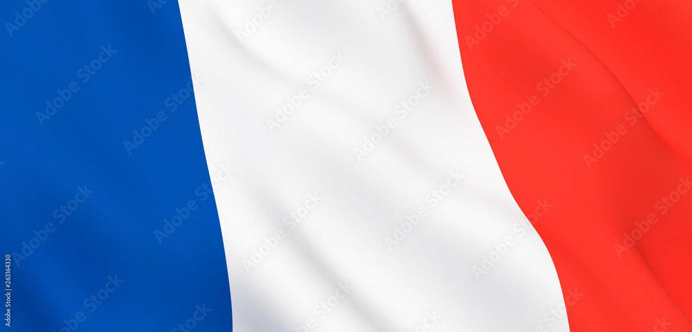 National Fabric Wave Closeup Flag of France Waving in the Wind. 3d rendering illustration. National Fabric Wave Closeup Flag of France Waving in the Wind. 3d rendering illustration.