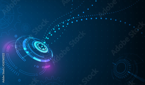 digital business , vector tech circle and technology background.