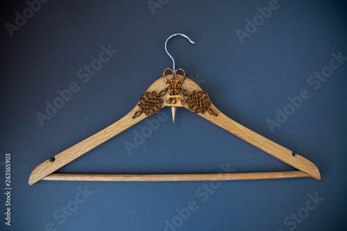 decorative hanger on blue background. Art soft focus