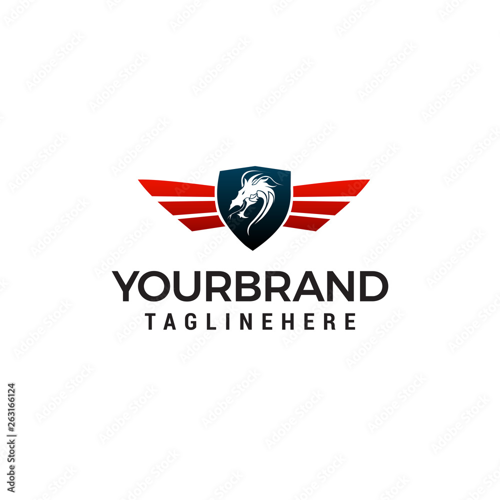 Dragon shield logo design concept template vector Dragon shield logo design concept template vector