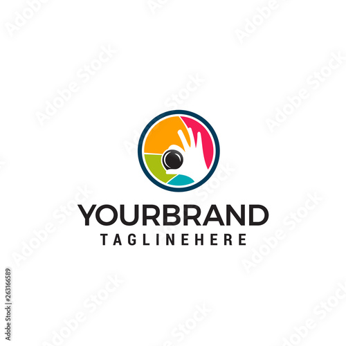 Photography shoot logo design concept template vector