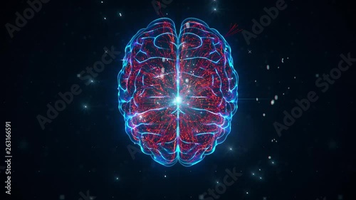 AI Artificial intelligence digital brain, big data deep learning computer machine IoT Internet of Things. Futuristic quantum computing abstract background. 3D illustration	