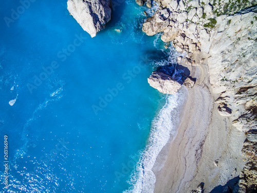Drone view on Kathisma beach in Lefkas