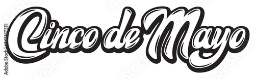 Vector template with calligraphic lettering for celebration Cinco de Mayo