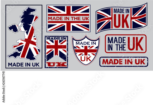 set of made in united kingdom label for retail product or fabric items. easy to modify