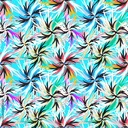 petals of flowers on a blue background seamless pattern