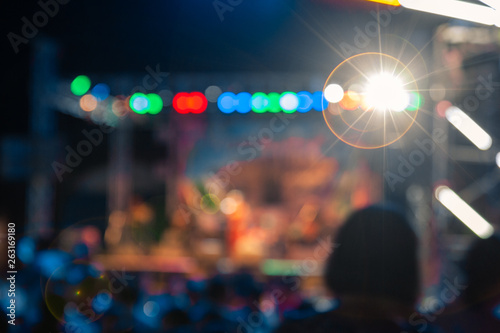 Colorful of light in concert at night.Blurred circle bokeh abstract background.