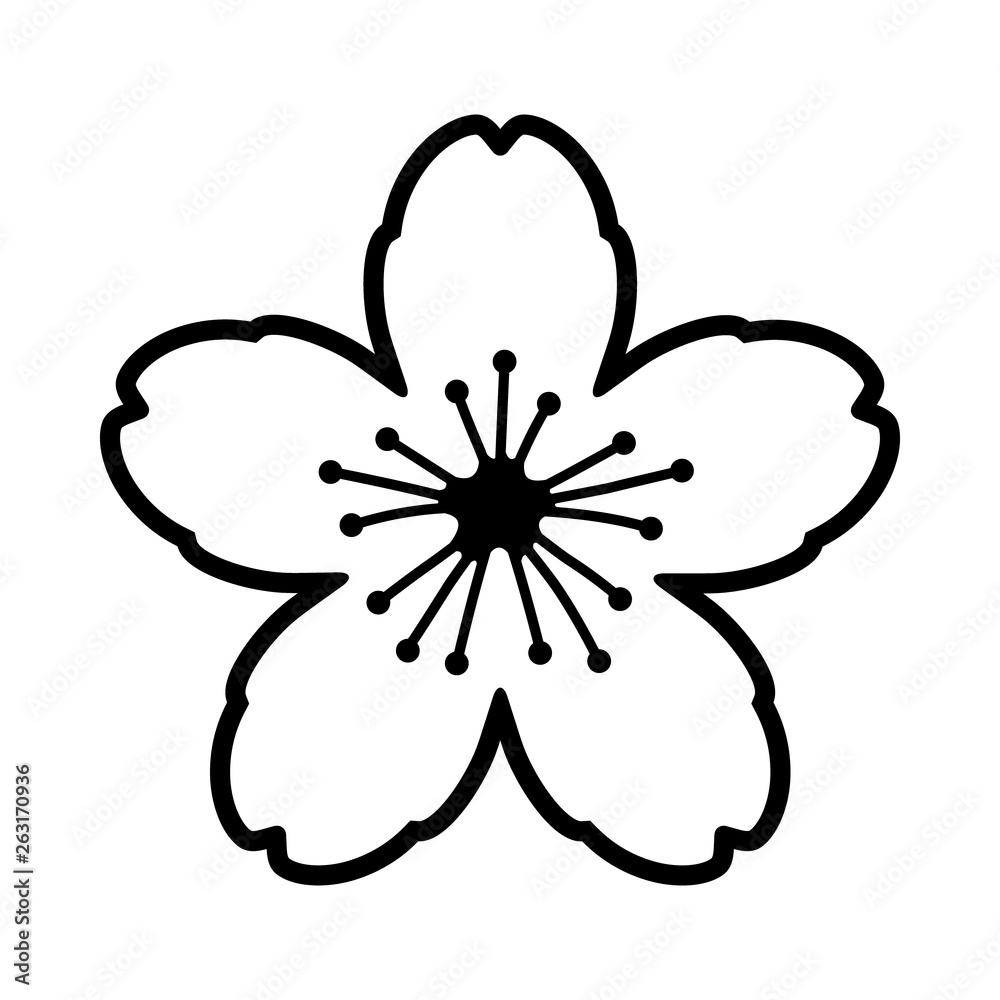 Cherry blossom flower or sakura line art vector icon for apps and websites Cherry blossom flower or sakura line art vector icon for apps and websites