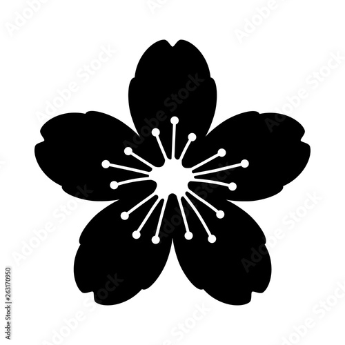 Cherry blossom flower or sakura flat vector icon for apps and websites