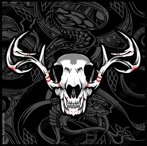 skull deer vector hand drawing