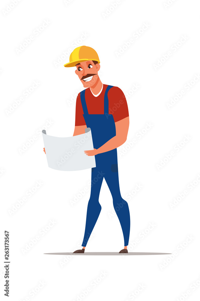 Construction engineer flat vector illustration