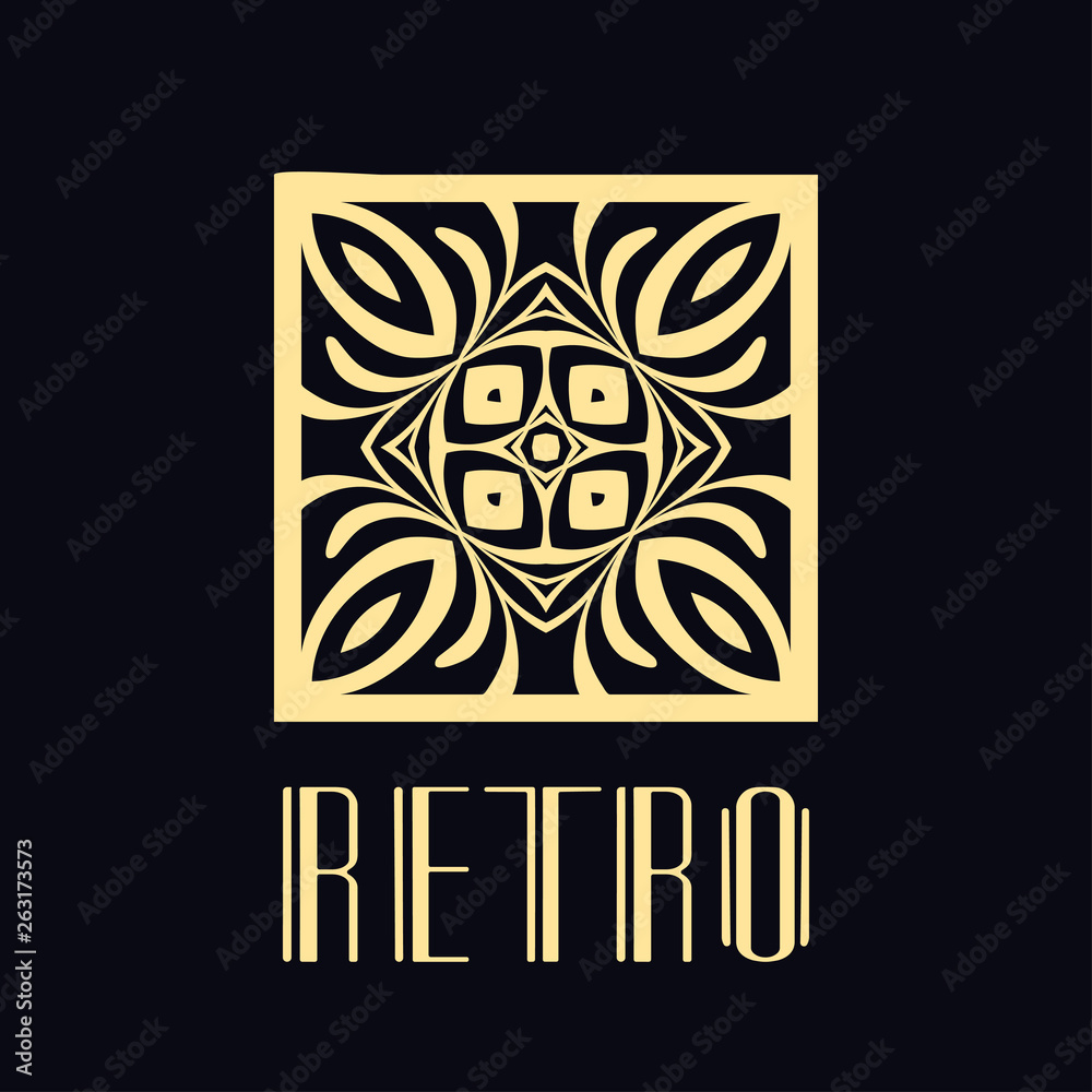 Beautiful emblem, badge for template logo in modern art deco style Beautiful emblem, badge for template logo in modern art deco style