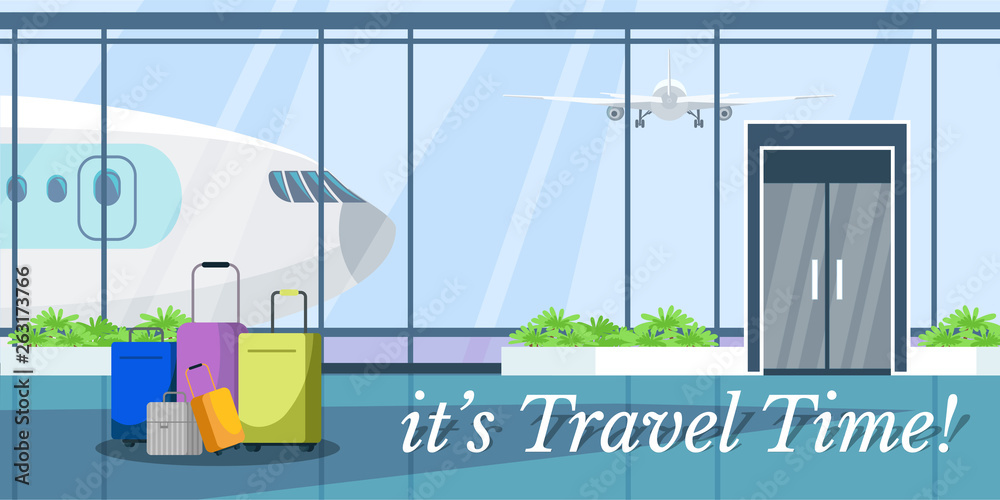 Travel time web banner vector design